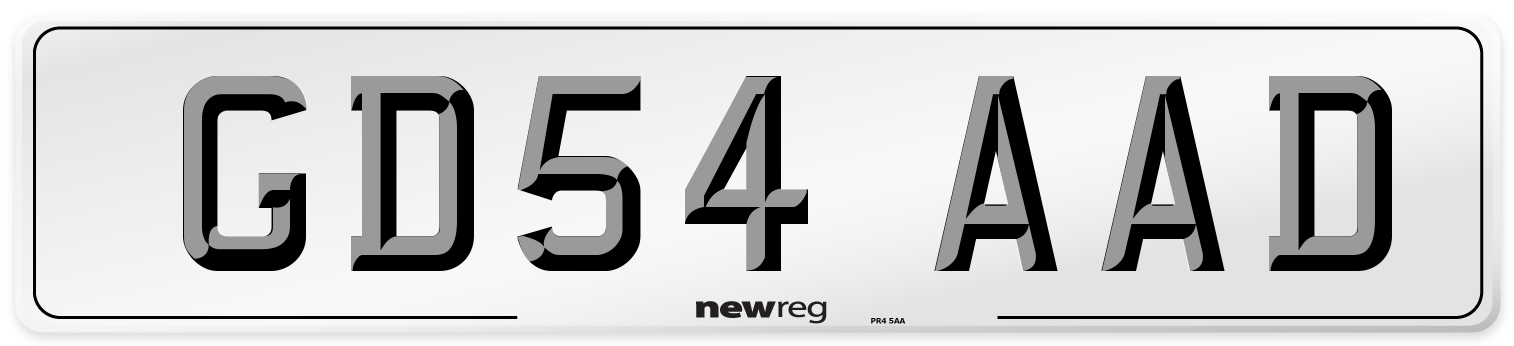 GD54 AAD Number Plate from New Reg